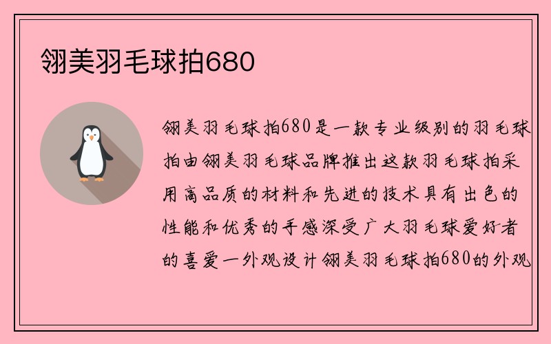 翎美羽毛球拍680