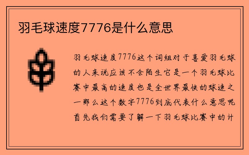 羽毛球速度7776是什么意思