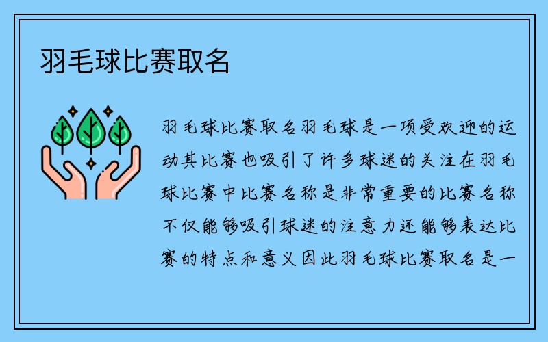 羽毛球比赛取名