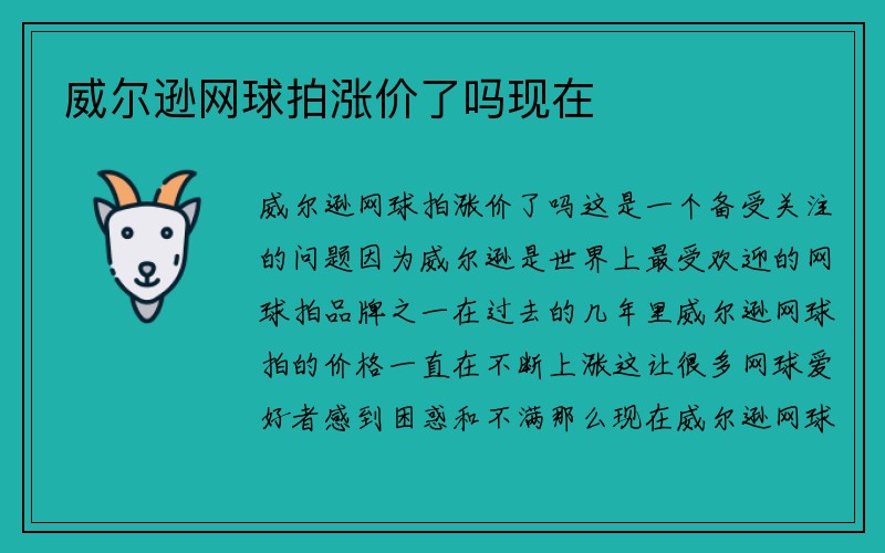 威尔逊网球拍涨价了吗现在