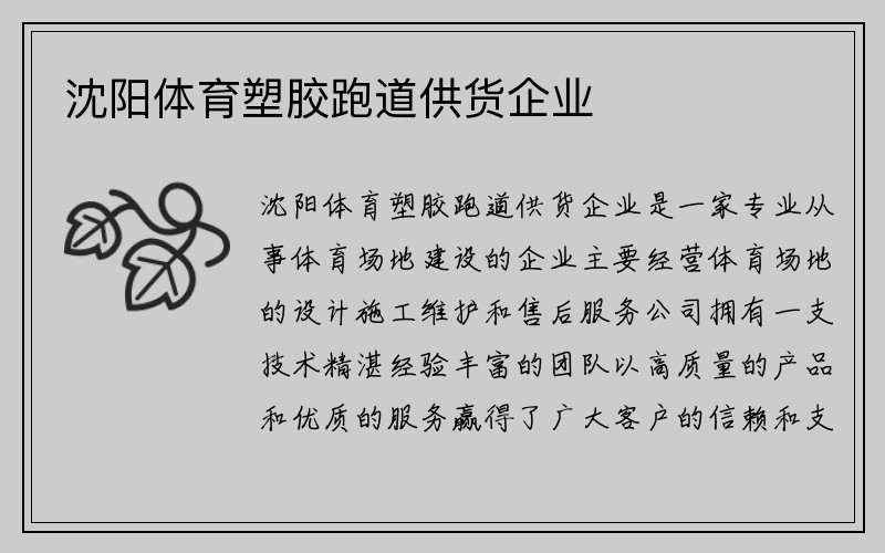 沈阳体育塑胶跑道供货企业